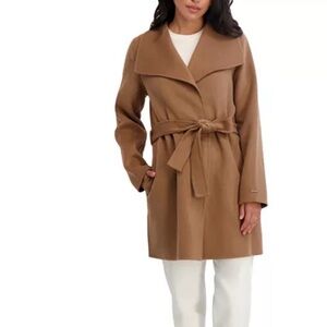 Tahari Camel Belted Trench Coat / Wrap Coat